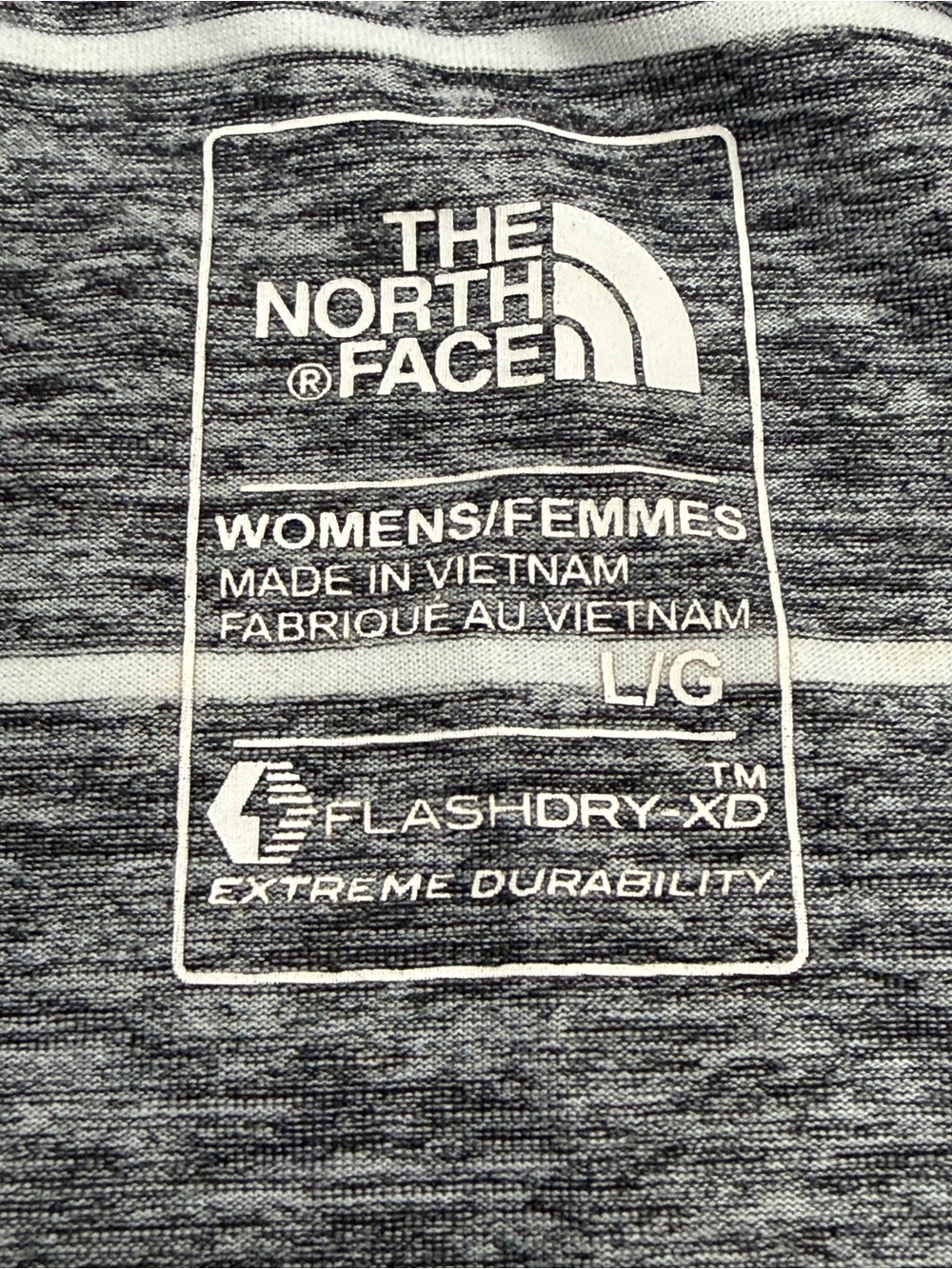 The North Face Mountain Athletics FlashDry-XD Gray Striped Short Sleeve Tee L - Picture 5 of 6